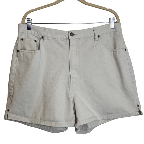 VTG Bill Blass Womens Mom Jean Shorts Size 16P Ivory 5-Pocket Denim Jorts flaw - Picture 1 of 7